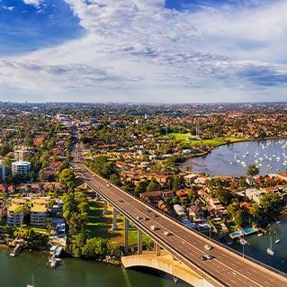 Aerial view from Gladesville bridge — Plume Consulting Hypnotherapist in Blacktown