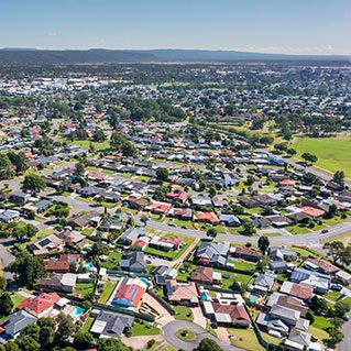 Aerial view of residential — Plume Consulting Hypnotherapist in Richmond houses in the suburb of South Penrith