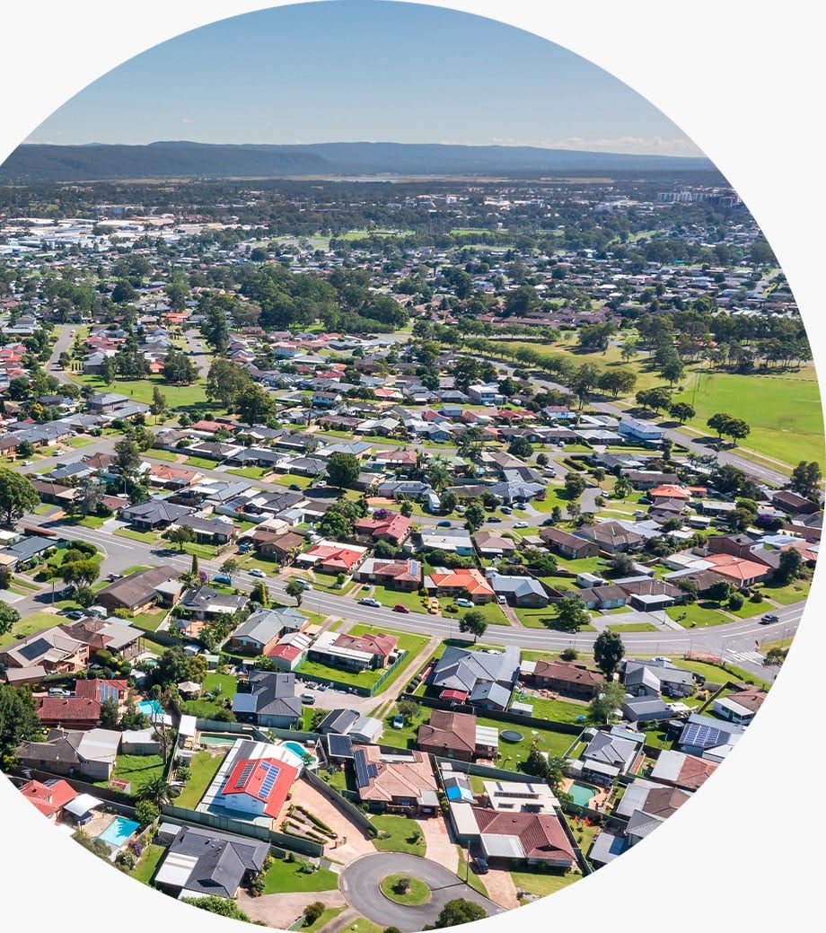 Aerial view of residential — Plume Consulting Hypnotherapist in Richmond houses in the suburb of South Penrith